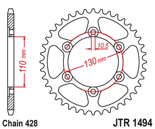 Rear Sprocket 1494 56 KAWASAKI NINJA 125/Z 125 '19 (JTR1494.56)* (Chain. 428)