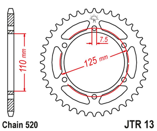 Rear Sprocket 1514 41 CAGIVA 125 FRECCIA '88-'89, BLUES '87-'95 (151441JT) (Chain. 520)