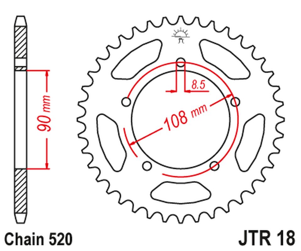 Rear Sprocket 1515 43 MUZ 660 SCORPION '95-02', APRILIA 125 TUAREG '87' (151543JT) (Chain.520)