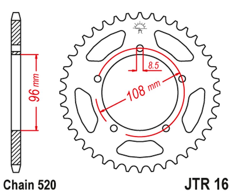 Rear Sprocket 1516 40 APRILIA TUAREG/TUAREG WIND '86-88', GILERA 125 XR/1 '88' (151640JT) (Chain.520)