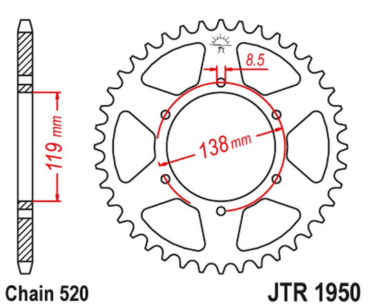 Rear Sprocket 213 50 HUSABERG FC/FE/MX 350/400/499/501/600 '92-99' (21350JT) (Chain.520) - DISCONTINUED