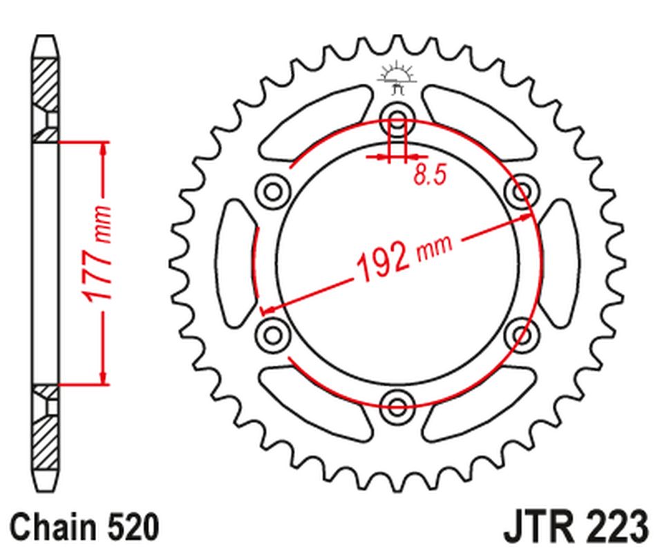 Rear Sprocket 223 48 HUSQVARNA WR 250 '83-84, WR/CR 250 '80, WR 350 '81-88, WR/CR 400 '81-89, CR 400/430 '81-83 (22348JT) (Chain. 520)