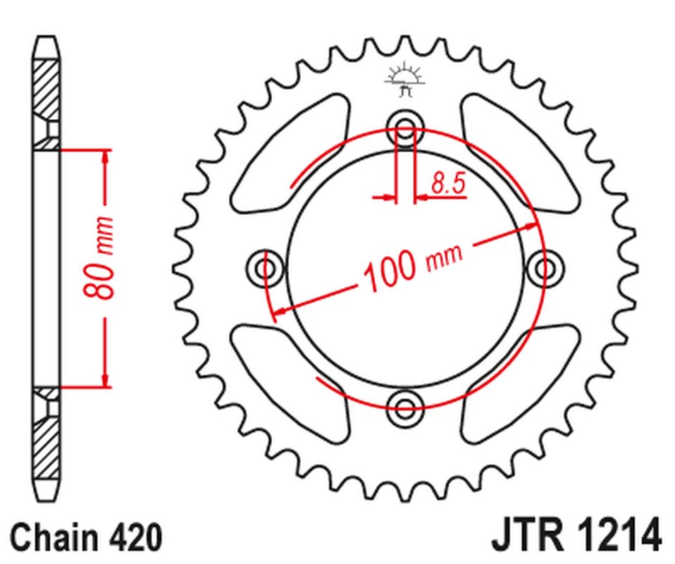 Rear Sprocket 238 51 HONDA CRF 70 '04-12' CRF 110 '13-21', XR 70/80 '97-03', CR 50/80 '82-84' (23851JT) (Chain.420)