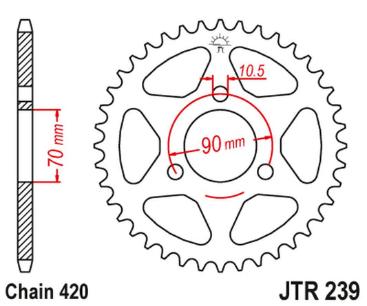 Rear Sprocket 239 43 HONDA MTX 80R '83-'86, MBX 50 (23943JT) (Chain. 420)