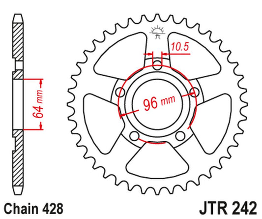 Rear Sprocket 242 50 HONDA XL 125 R '82-87' (24250JT) (Chain. 428)