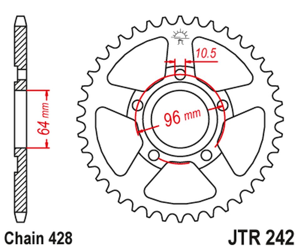 Rear Sprocket 242 53 HONDA XL 125 R '82-87' (24253JT) (Chain. 428)