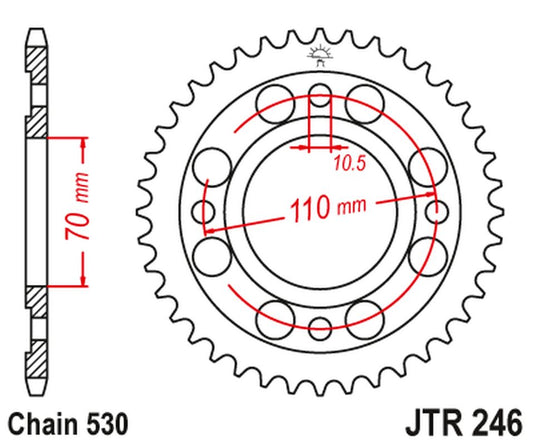 Rear Sprocket 246 34 HONDA CB 250 N '78-82' CM/CB 400 N/T/A '78-83' (24634JT) (Chain.530)