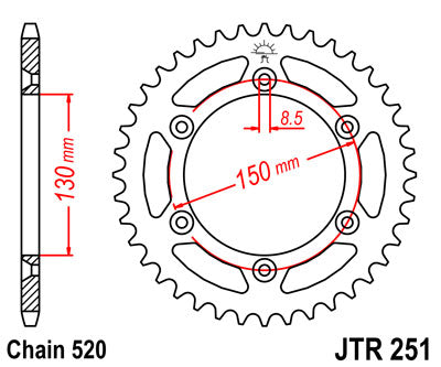 Rear Sprocket 270 43 HONDA XL 500R '82 (J27043JT) (Chain. 520)