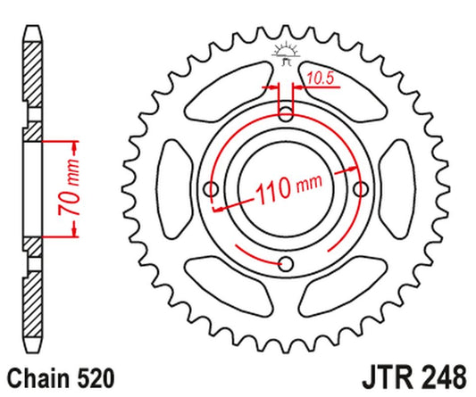 Rear Sprocket 281 44 HONDA CB 250 RSA '80-83' (28144JT) (Chain520)