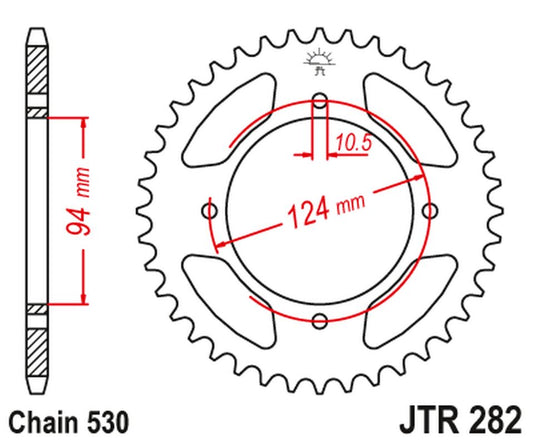 Rear Sprocket 282 36 HONDA CB 500F/K '78-'80 (28236JT) (Chain. 530)