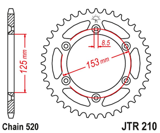 Rear Sprocket 289 43 HONDA CRF 230 '09-24,XR 250 '96-07, XR 400 '96-04 (28943JT) (Chain. 520)