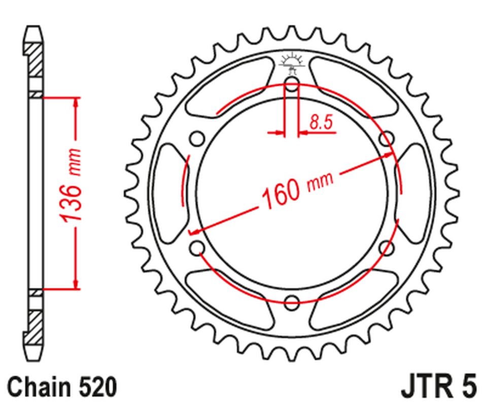 Rear Sprocket 3552 39 BMW G310 R '16-'20 (-1), APRILIA ETX 125 '84 (355239JT) (Chain. 520)