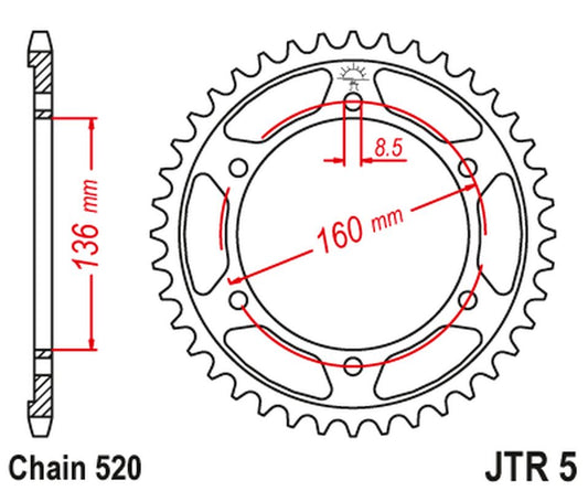 Rear Sprocket 3552 39 BMW G310 R '16-'20 (-1), APRILIA ETX 125 '84 (355239JT) (Chain. 520)