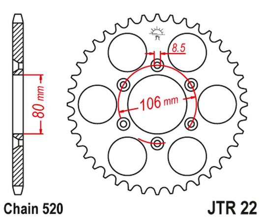 Rear Sprocket 3560 45 APRILIA SX 125 '08-'12, MX 125 '04-'07 (356045JT) (Chain. 520)