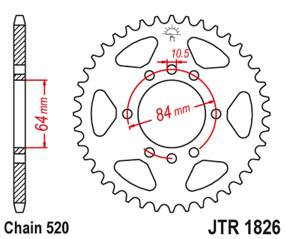 Rear Sprocket 4302 44 SUZUKI LTZ 400 QUADSPORT '03-'08, VAN VAN RV 200 '16-'19 (430244JT) (Chain. 520)