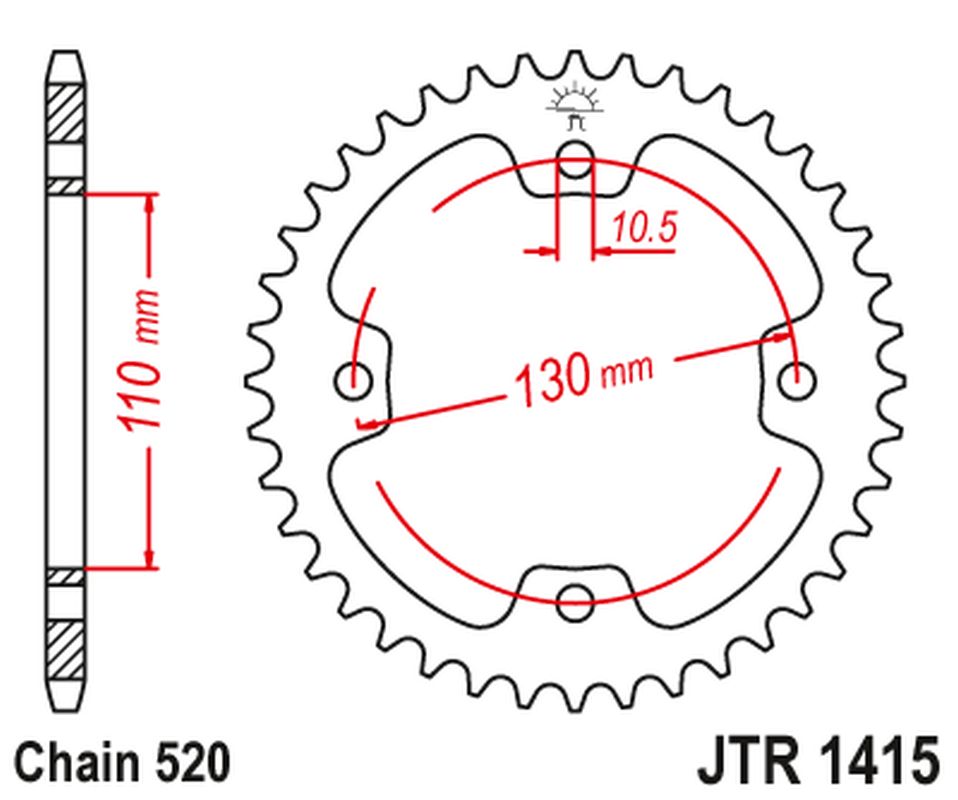 Rear Sprocket 4303 42 KAWASAKI KSF 450 (KFX 450) '08-14' (ATV) (430342JT) (chain.520)