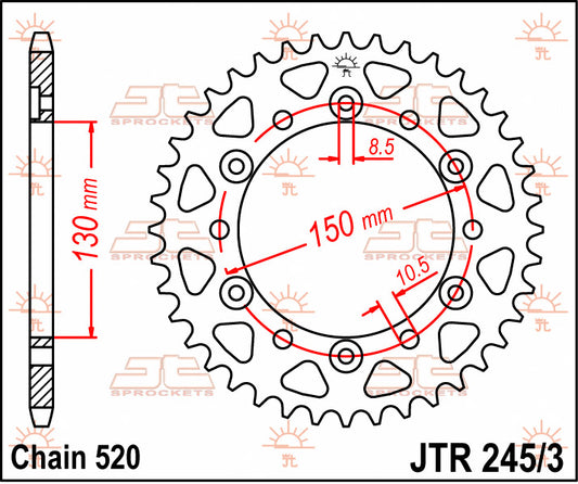 Rear Sprocket 4309 45 HONDA NX 650 '88-'90 (430945JT) (Chain. 520)