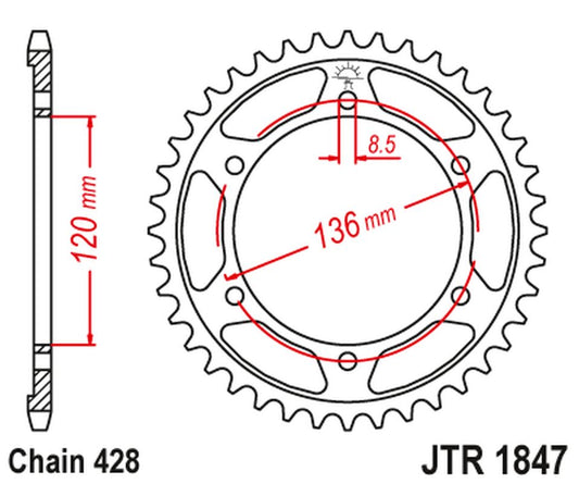 Rear Sprocket 4324 47 YAMAHA TDR 125 '93-'99 (432447JT) (Chain. 428)