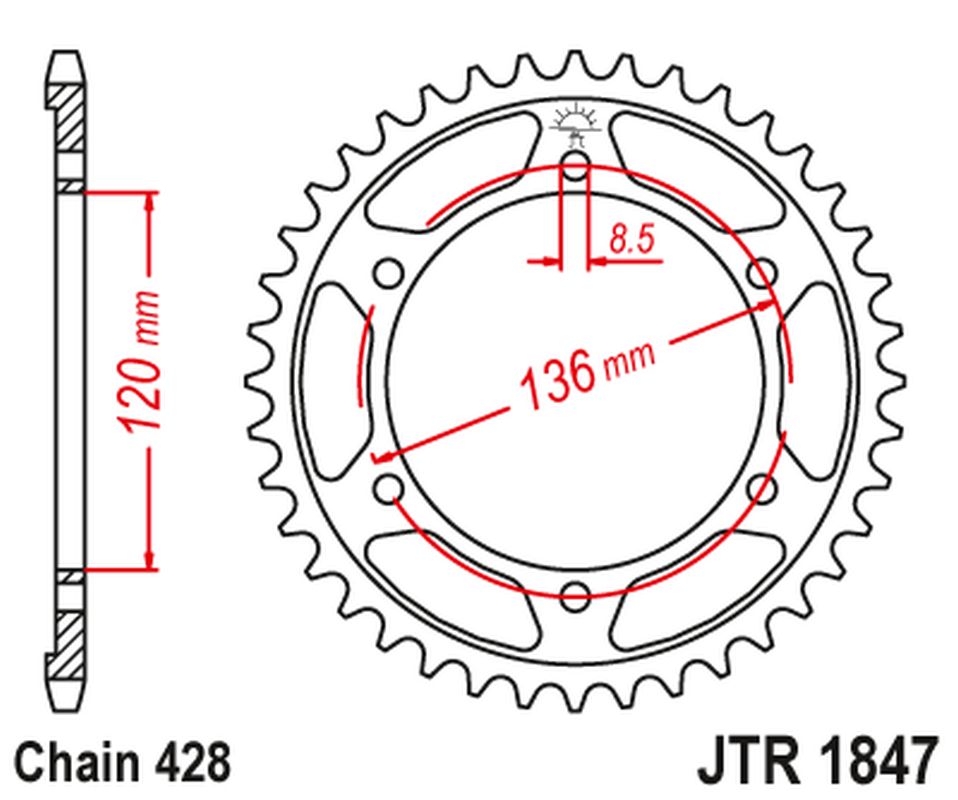 Rear Sprocket 4324 48 YAMAHA TDR 125 '93-'99 (432448JT) (Chain. 428)