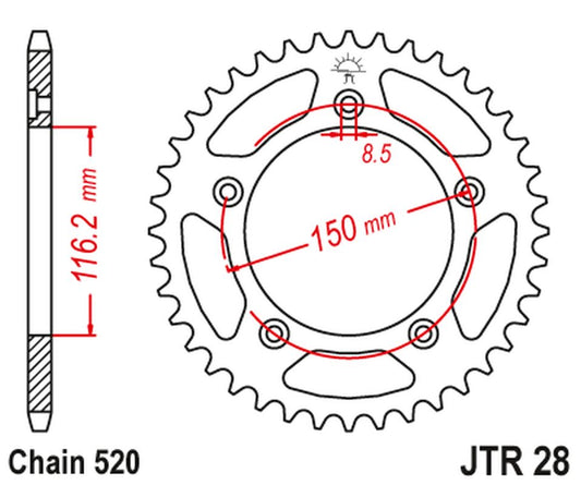 Rear Sprocket 4329 42 APRILIA RS 250 '95-04' (432942JT) (Chain.520)