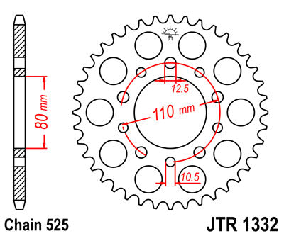 Rear Sprocket 4350 40 HONDA CB 500 '94-'03, CB 750F '93-'03 (435040JTZBK) (Chain. 525) COLOR BLACK