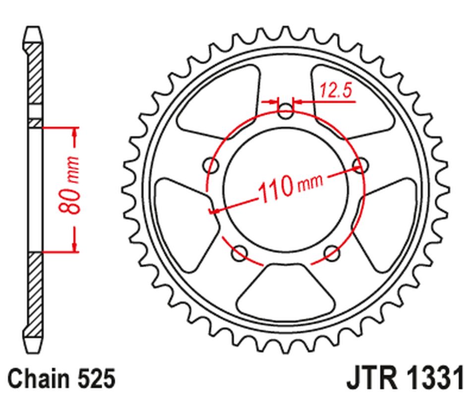Rear Sprocket 4350 42 HONDA CRF 1000 / 1100 L AFRICA TWIN / ADVENTURE SPORT '16-'23 (435042JTZBK) (Chain. 525) COLOR BLACK