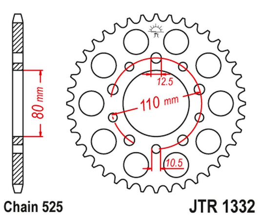 Rear Sprocket 4350 45 HONDA VT 600C SHADOW '90-'07, XRV 750 AFRICA TWIN '93-'03 (435045JT) (Chain. 525)