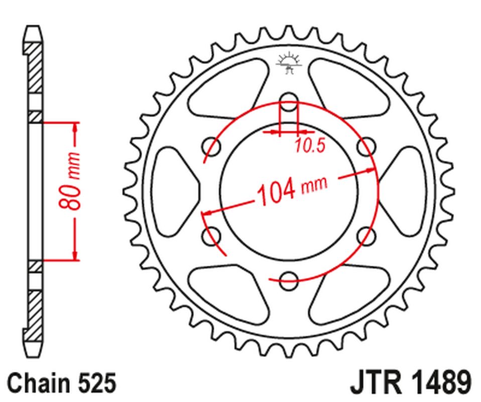 Rear Sprocket 4359 41 KAWASAKI ZX 6 R '98-'02, Z 1000 '07-'09, ZX10R '04-'15 (435941JTZBK) (Chain. 525) COLOR BLACK