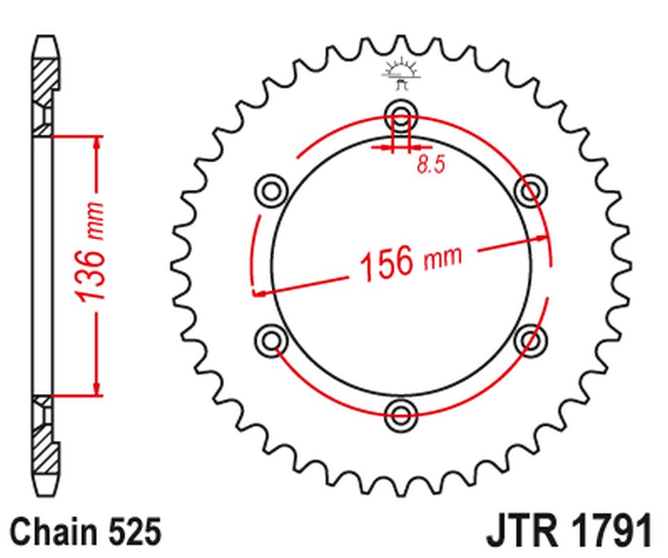 Rear Sprocket 4365 42 SUZUKI DR 650 SE '96-'12 (436542JT) (Chain. 525)