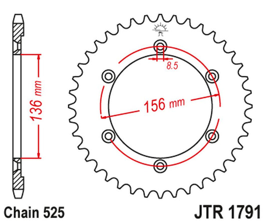 Rear Sprocket 4365 42 SUZUKI DR 650 SE '96-'12 (436542JT) (Chain. 525)