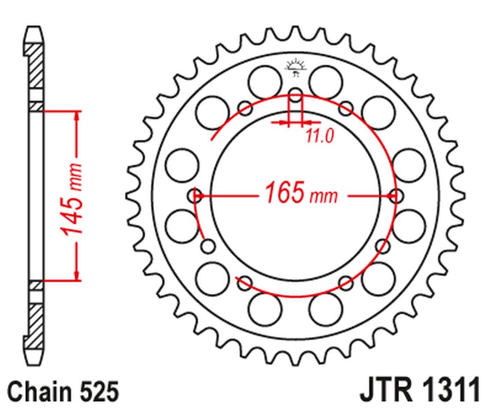 Rear Sprocket 4367 45 HONDA NTV 650 BRO'S '88-91', NT/NTV/VFR 400 '87-91' (436745JT) (Chain.525)