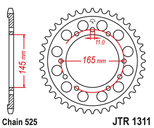 Rear Sprocket 4367 45 HONDA NTV 650 BRO'S '88-91', NT/NTV/VFR 400 '87-91' (436745JT) (Chain.525)
