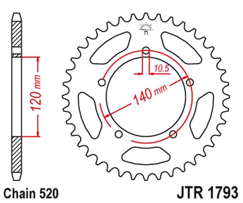Rear Sprocket 4397 42 TRIUMPH 865 BONEVILLE/THRUXTON '15-'16, SCRAMBLER '16-'17 (439742JT) (Chain. 520)