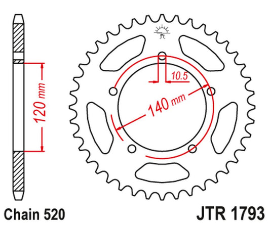 Rear Sprocket 4397 42 TRIUMPH 865 BONEVILLE/THRUXTON '15-'16, SCRAMBLER '16-'17 (439742JT) (Chain. 520)