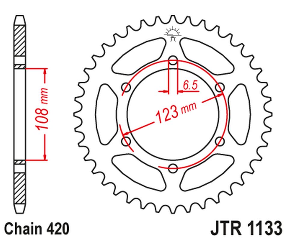 Rear Sprocket 4412 65 APRILIA SX 50 -18-19 (441265JT) (Chain.420)