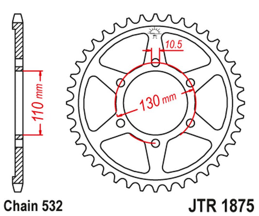 Rear Sprocket 4440 48 YAMAHA YZF-R6 '03-10' (444048JT) (Chain.532) (ORIGINAL)