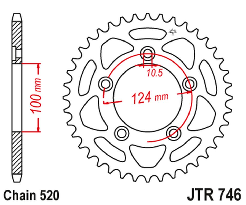 Rear Sprocket 4444 48 DUCATI PANIGALE 899 14-15, SCRAMBLER 800 15-18 (-2) (444448JT) (Chain.520)