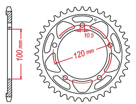 Rear Sprocket 4447 41 APRILIA RSV 4RF 15-17, RSV4 RR 16-17, TUONO 1000/1100 (-1) (444741JT) (Chain.525)