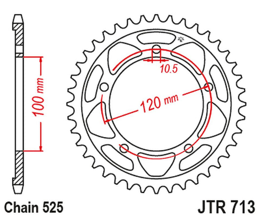 Rear Sprocket 4447 42 APRILIA TUONO 1000/1100 12-17 (444742JT) (Chain.525)