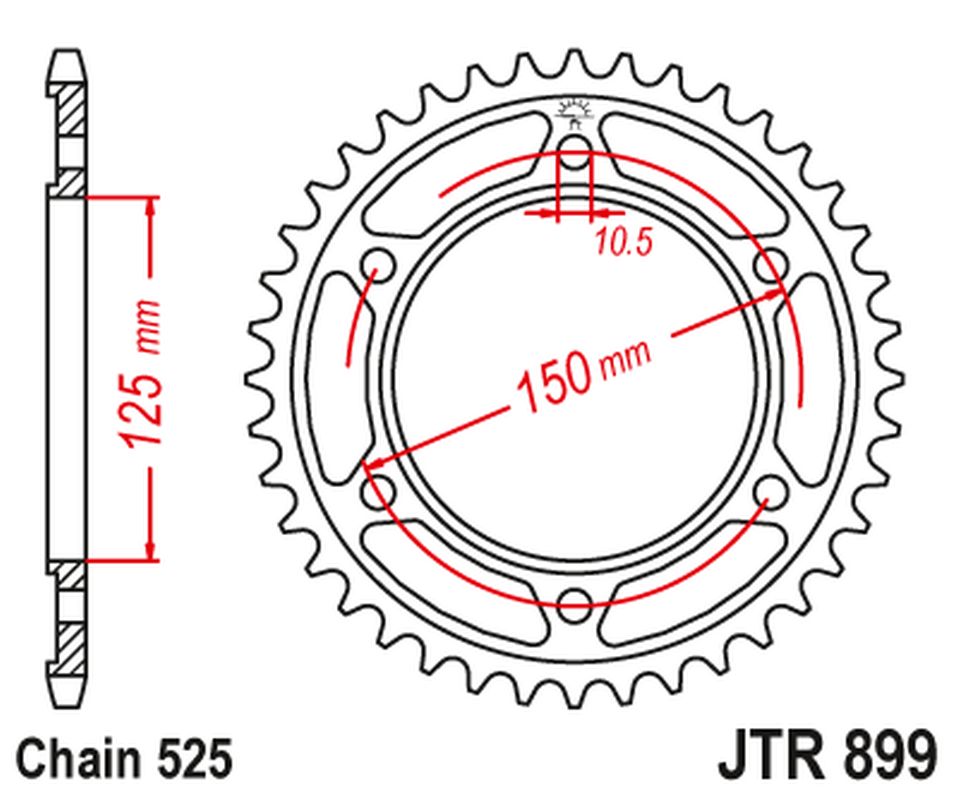 Rear Sprocket 4454 42 KTM 950/990/1190 ADVENTURE / R LC8 '03-'18 (445442JTZBK) (Chain. 525) COLOR BLACK