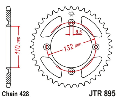 Rear Sprocket 4486 49 KTM SX 105 '07-'11, 85 '04-'24 (448649JTZBK)* (Chain. 428) COLOR BLACK