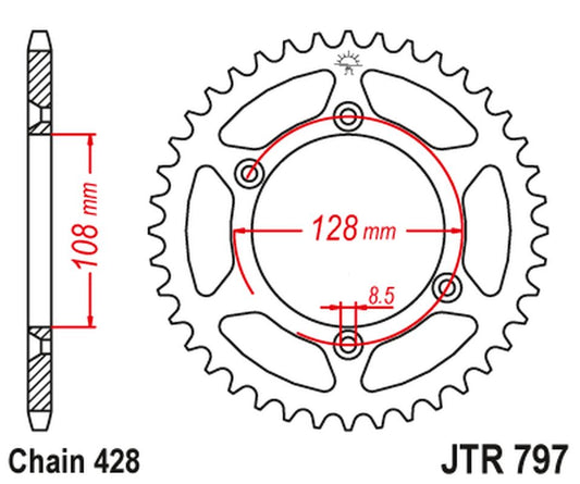Rear Sprocket 4488 51 KAWASAKI KLX 125 '03-06, SUZUKI DR-Z 125 '03-20 (448851JT) (Chain. 428)