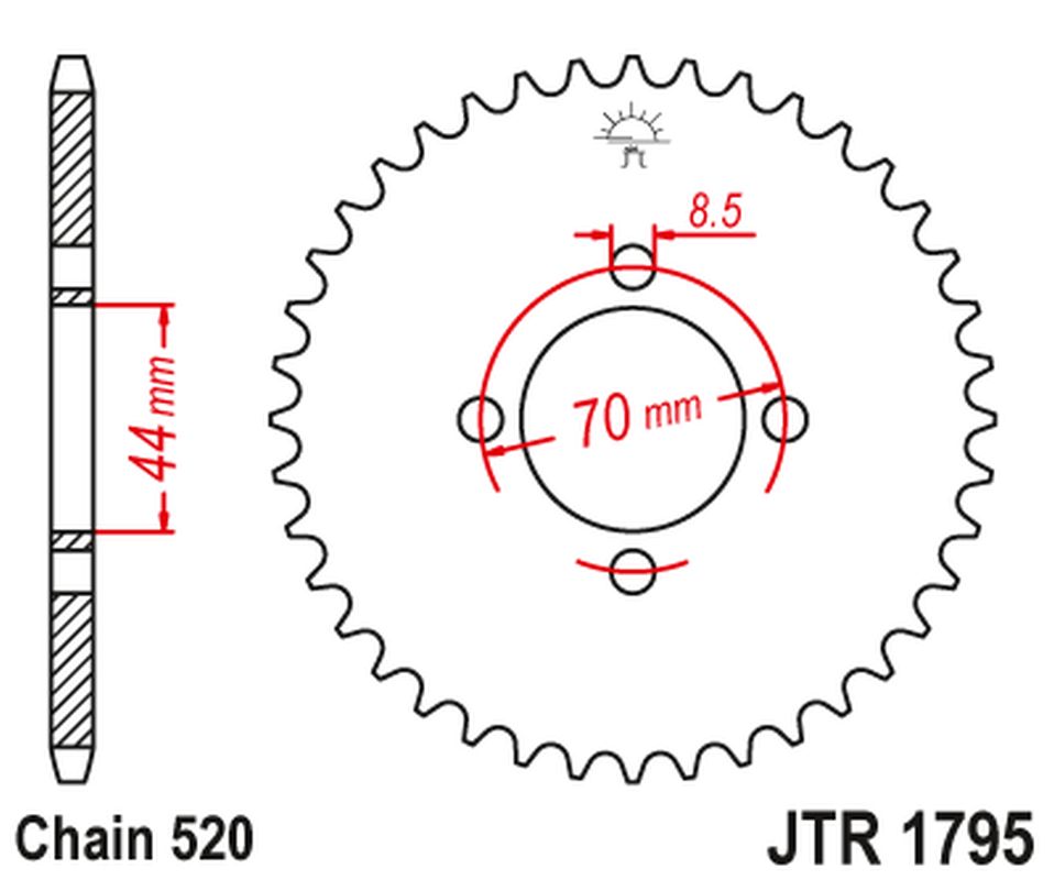 Rear Sprocket 4493 24 SUZUKI LT80 QUADSPORT '89-'06 (449324JT) (Chain. 520)