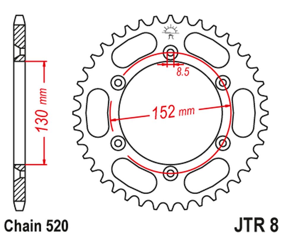 Rear Sprocket 4500 51 BMWG 450X '08-11 (450051JT) (Chain. 520)