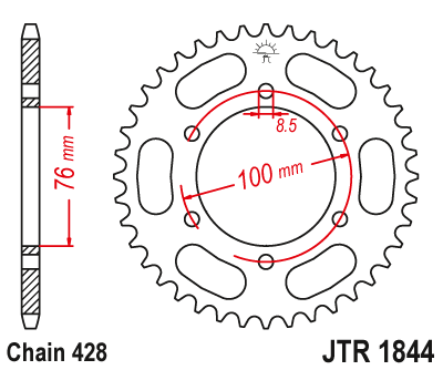 Rear Sprocket 4513 52 YAMAHA YZF 125R '19-22, MT 125 15-23 (+4) (451352JT)* (Chain. 428)