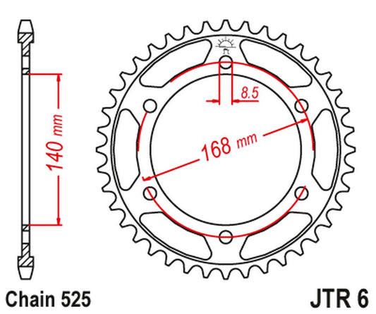 Rear Sprocket 4550 42 BMW F800R (SCREW HOLE 8,5MM) (455042JT) (Chain. 525) BLACK
