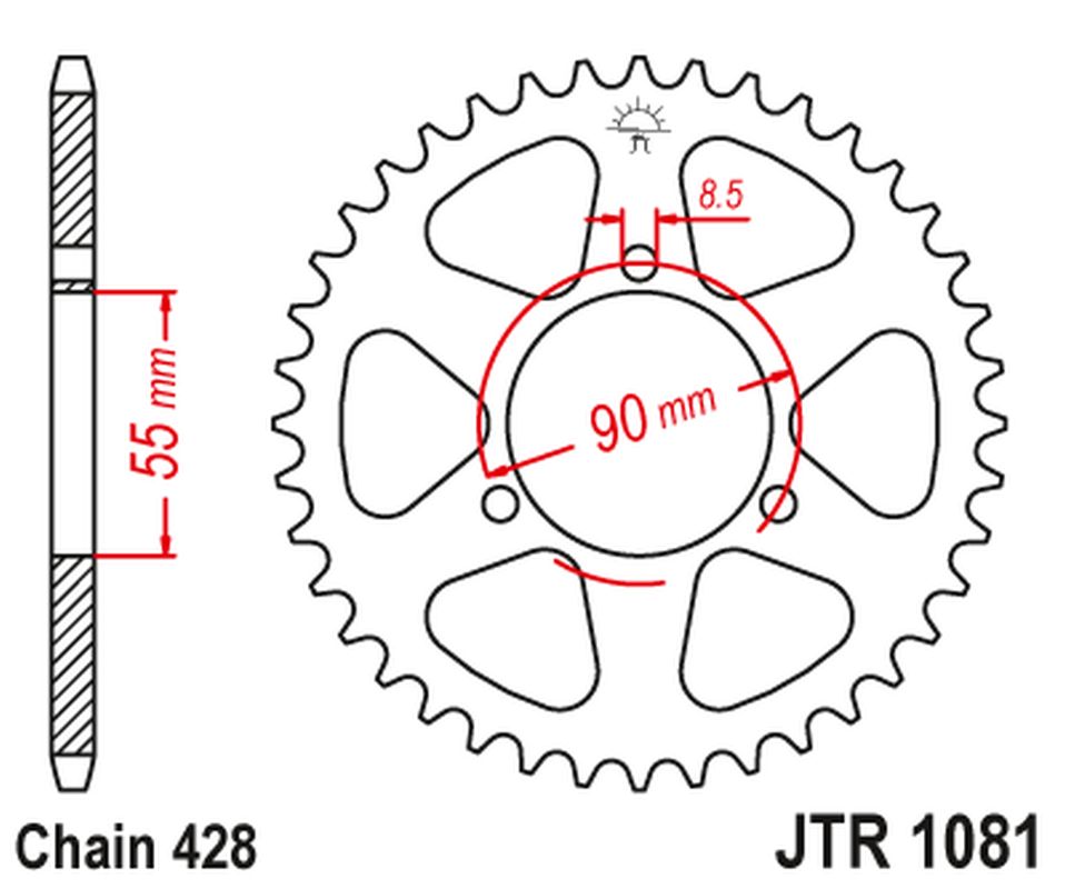 Rear Sprocket 4612 46 RIEJU 125 RS2 NAKED/MATRIX/PRO '06-10'(461246JT) (Chain.428)