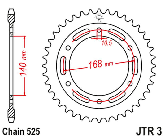 Rear Sprocket 4613 47 BMW F 800 R '09-'20 (SCREW HOLE 10,5MM) (461347JTZBK) (Chain. 525) COLOR BLACK