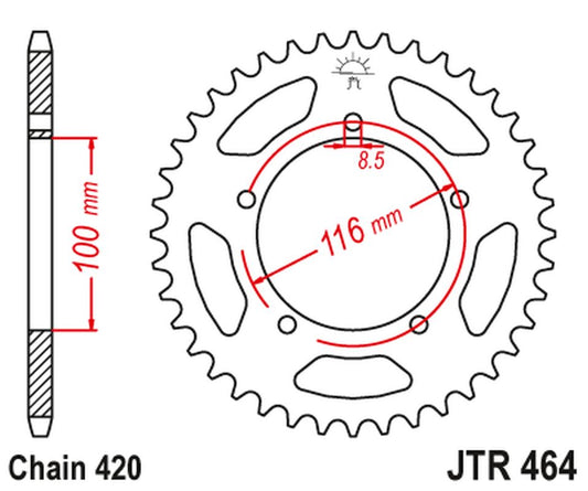 Rear Sprocket 464 50 KAWASAKI KX 60 '83-03', KX 80 '83-85' (46450JT) (Chain.420)