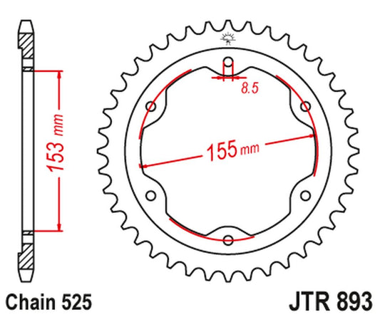 Rear Sprocket 4642 38 KTM 1290 SUPERDUKE (14-18) (464238JTZBK) (Chain.525) COLOR BLACK - Replaces JTR893.38